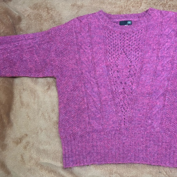 Kut from the Kloth Pink Cable Knit Sweater | Cozy Long Sleeve Pullover - Picture 2 of 6